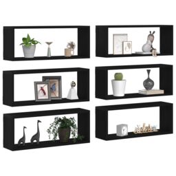 Berkfield Home Wall Shelves 6 pcs Black Oak 60x15x23 cm Engineered Wood - Size: 60 x 15 x 23 cm - thumbnail 3