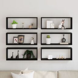 Berkfield Home Wall Shelves 6 pcs Black Oak 60x15x23 cm Engineered Wood - Size: 60 x 15 x 23 cm - thumbnail 4