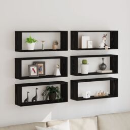 Berkfield Home Wall Shelves 6 pcs Black Oak 60x15x23 cm Engineered Wood - Size: 60 x 15 x 23 cm - thumbnail 1