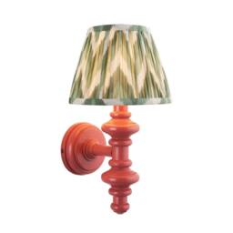 Netlighting Carnaby Pink Wall Light Green Fabric Zigzag Shade 20cm B22 - thumbnail 1