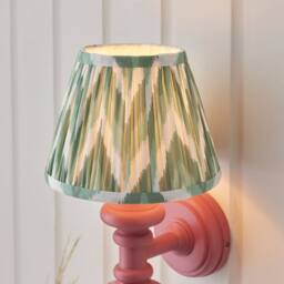 Netlighting Carnaby Pink Wall Light Green Fabric Zigzag Shade 20cm B22 - thumbnail 3