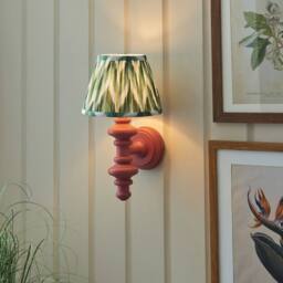Netlighting Carnaby Pink Wall Light Green Fabric Zigzag Shade 20cm B22 - thumbnail 2