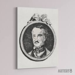 "Artery8 Edgar Allan Poe Portrait Manet Vintage Canvas Wall Art in White - Size: W18"" x H24""" - thumbnail 2