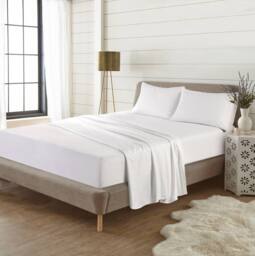 Homes-Linen Plain Thermal Flannelette Flat Sheet 100% Brushed Cotton Bedding in White - Size: Single - thumbnail 1