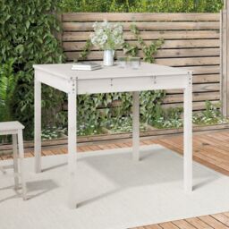 Berkfield Home Garden Table White 82.5x82.5x76 cm Solid Wood Pine