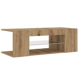 Berkfield Home TV Cabinet with LED Lights Artisan Oak 90x39x30 cm Engineered Wood in Brown - Size: 90 x 39 x 30 cm - thumbnail 6