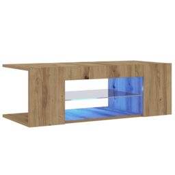Berkfield Home TV Cabinet with LED Lights Artisan Oak 90x39x30 cm Engineered Wood in Brown - Size: 90 x 39 x 30 cm - thumbnail 5