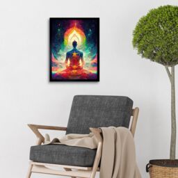"Artery8 Wall Art Print Ethereal Seven Chakra Meditation Astral Art Framed in Black - Size: W12"" x H16""" - thumbnail 2