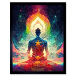 "Artery8 Wall Art Print Ethereal Seven Chakra Meditation Astral Art Framed in Black - Size: W12"" x H16""" - thumbnail 1
