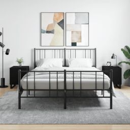 Berkfield Home Bedside Cabinets 2 pcs Black 40x40x50 cm Engineered Wood - Size: 40 x 40 x 50 cm - thumbnail 1