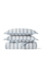 CHRISTY 'Clara' Jacobean Floral Striped Percale Duvet Cover Set in Blue - Size: Double - thumbnail 2