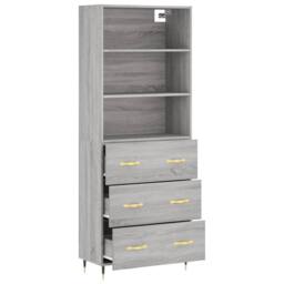 Berkfield Home Highboard Grey Sonoma 69.5x34x180 cm Engineered Wood - thumbnail 4