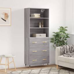 Berkfield Home Highboard Grey Sonoma 69.5x34x180 cm Engineered Wood - thumbnail 2