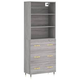 Berkfield Home Highboard Grey Sonoma 69.5x34x180 cm Engineered Wood - thumbnail 1