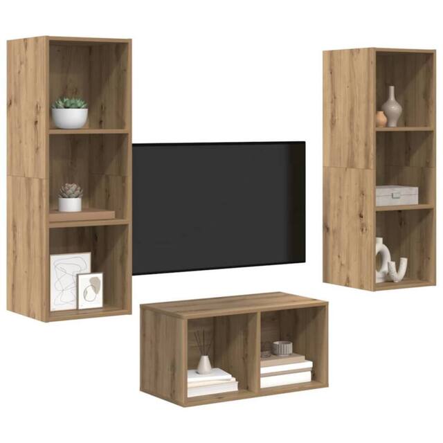 Berkfield Home TV Cabinet Set Artisan oak 37 x 37 x 107 cm Engineered wood - image 1