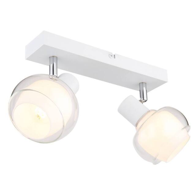 Netlighting Tokki Twin Ceiling Spotlight White Matt Clear Glass Shade 2x E14 - image 1