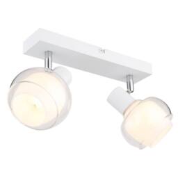 Netlighting Tokki Twin Ceiling Spotlight White Matt Clear Glass Shade 2x E14