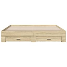 Berkfield Home Bed Frame with Drawers without Mattress Sonoma Oak 180x200 cm Super King in Brown - thumbnail 4