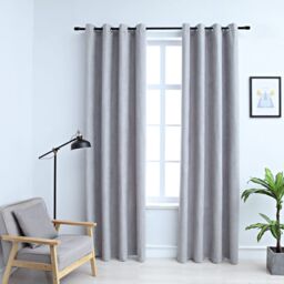 Berkfield Home Blackout Curtains with Metal Rings 2 pcs Grey 140x245 cm - thumbnail 1