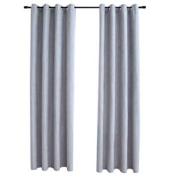 Berkfield Home Blackout Curtains with Metal Rings 2 pcs Grey 140x245 cm - thumbnail 2