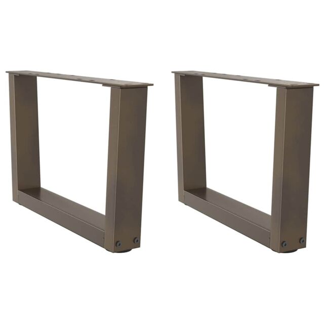 Berkfield Home Dining Table Legs V-Shape 2 pcs Natural Steel 60x(30-31.3) cm Steel in Brown - image 1