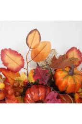 H&O Direct 60cm Autumn Swag Garland - Maple Leaves, Berries & Pumpkins with LED Lights in Orange - thumbnail 5