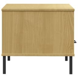 Berkfield Home Coffee Table with Metal Legs Brown 85x50x45cm Solid Wood OSLO in Light Tan - Size: 85 x 50 x 45 cm - thumbnail 6