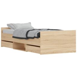 Berkfield Home Bed Frame with Headboard & Footboard Sonoma Oak 90x200 cm in Brown - thumbnail 2
