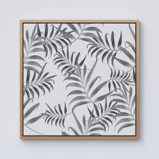 Warren Reed - Designer Hawaiian Style Palm Leaves Framed Canvas in Light Brown - Size: w40 inch x h40 inch - image 1