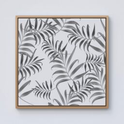 Warren Reed - Designer Hawaiian Style Palm Leaves Framed Canvas in Light Brown - Size: w40 inch x h40 inch - thumbnail 1