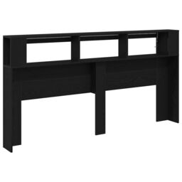 Berkfield Home Storage Headboard with LED Lights Black Oak 200x18, 5x103, 5 cm - thumbnail 8