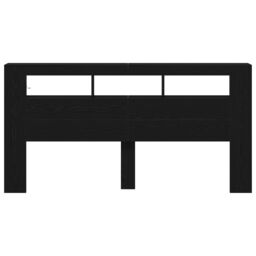 Berkfield Home Storage Headboard with LED Lights Black Oak 200x18, 5x103, 5 cm - thumbnail 6