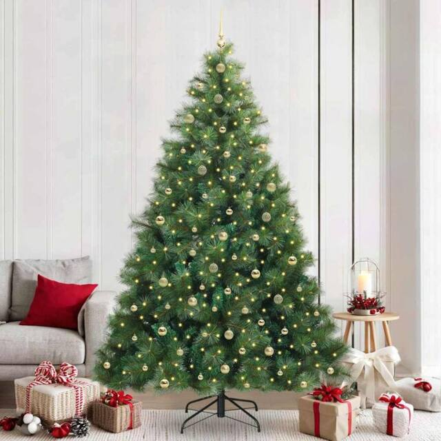Berkfield Home Artificial Christmas Tree with 300 LEDs Green 240 cm PE & PVC - image 1