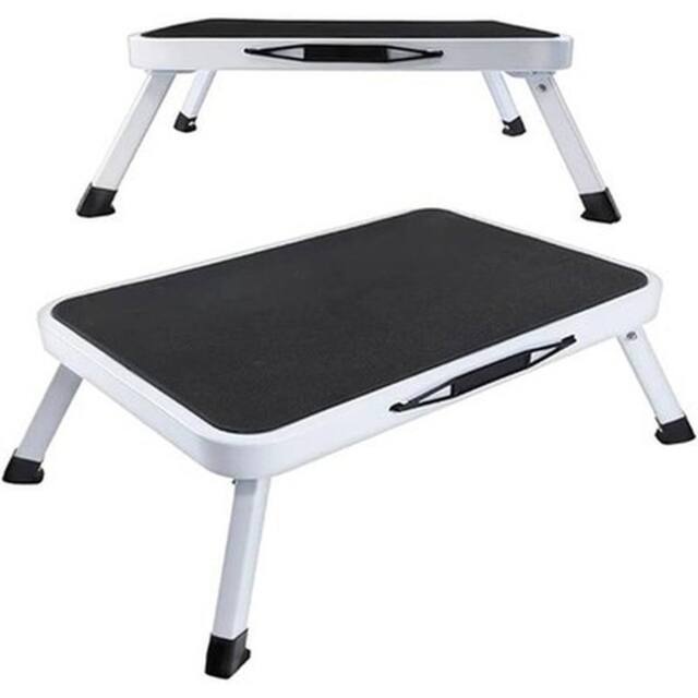 NESTLUNE Heavy Duty Folding Step Stool Steel Wide Non Slip in Black - image 1