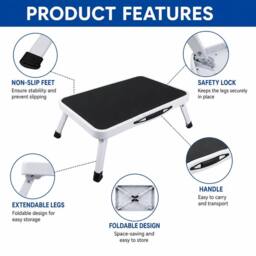 NESTLUNE Heavy Duty Folding Step Stool Steel Wide Non Slip in Black - thumbnail 2