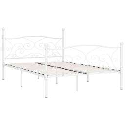 Berkfield Home Bed Frame with Slatted Base White Metal 140x200 cm - thumbnail 1