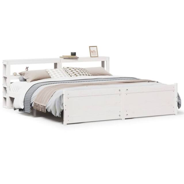 Berkfield Home Bed Frame with Headboard without Mattress White 180x200 cm Super King - image 1