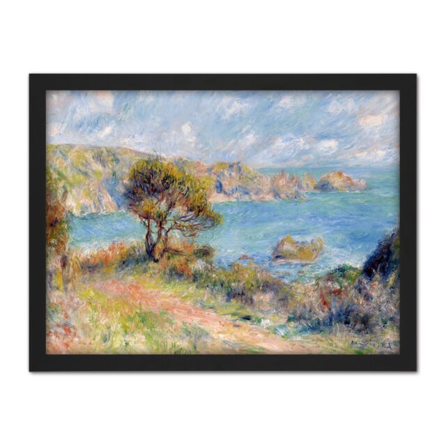 "Artery8 Wall Art Print Pierre Auguste Renoir View At Guernsey 1883 Painting Large Framed Wall Décor Art in Brown - Size: W18"" x H24""" - image 1