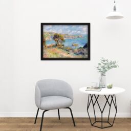 "Artery8 Wall Art Print Pierre Auguste Renoir View At Guernsey 1883 Painting Large Framed Wall Décor Art in Brown - Size: W18"" x H24""" - thumbnail 2