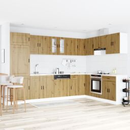 "Berkfield Home Sink Base Cabinet ""Porto"" with Sink Artisan Oak 80x46x84, 5 cm Engineered Wood in Brown" - thumbnail 1