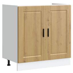 "Berkfield Home Sink Base Cabinet ""Porto"" with Sink Artisan Oak 80x46x84, 5 cm Engineered Wood in Brown" - thumbnail 4