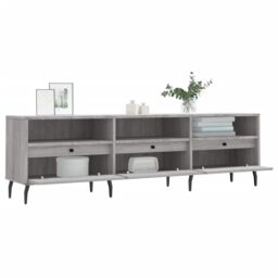 Berkfield Home TV Cabinet Grey Sonoma 150x30x44.5 cm Engineered Wood - thumbnail 4