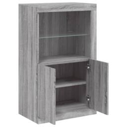 Berkfield Home Side Cabinet with LED Lights Grey Sonoma Engineered Wood - thumbnail 6