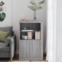 Berkfield Home Side Cabinet with LED Lights Grey Sonoma Engineered Wood - thumbnail 4