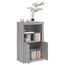 Berkfield Home Side Cabinet with LED Lights Grey Sonoma Engineered Wood - thumbnail 5