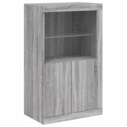 Berkfield Home Side Cabinet with LED Lights Grey Sonoma Engineered Wood - thumbnail 3