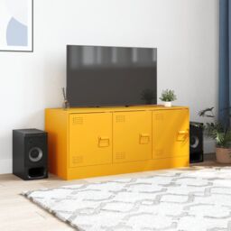 Berkfield Home TV Cabinet Mustard Yellow 99x39x44 cm Steel - Size: 99 x 39 x 44 cm - thumbnail 3