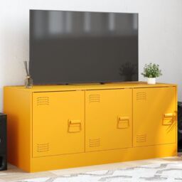 Berkfield Home TV Cabinet Mustard Yellow 99x39x44 cm Steel - Size: 99 x 39 x 44 cm