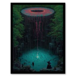 Artery8 Witch Forest Tree Of Life Surreal Fantasy Art Framed Art Print in Green - Size: A4 - thumbnail 1