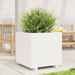 Berkfield Home Garden Planter White 50x50x49.5 cm Solid Wood Pine - thumbnail 3